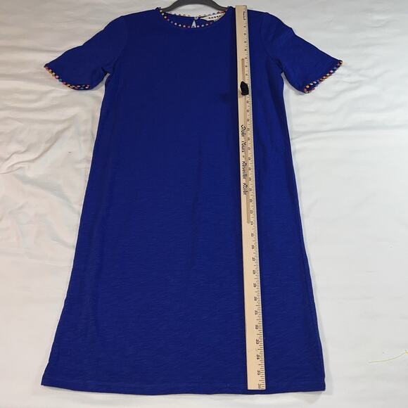 BODEN Charlie PomPom T Shirt Dress Womens Size 0R Blue Cotton Vacation Ready NWT - Picture 6 of 15